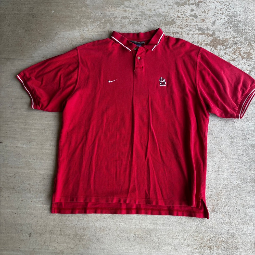 Nike Team MLB St Louis Cardinals Red Polo Shirt XXL Short Sleeve Embroidered